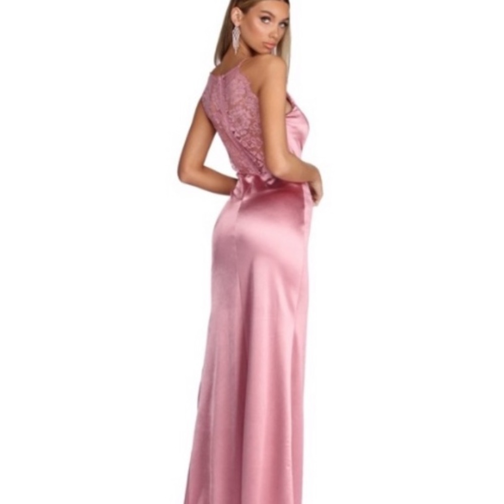 Pink Satin Prom Dress - Picture 2 of 5